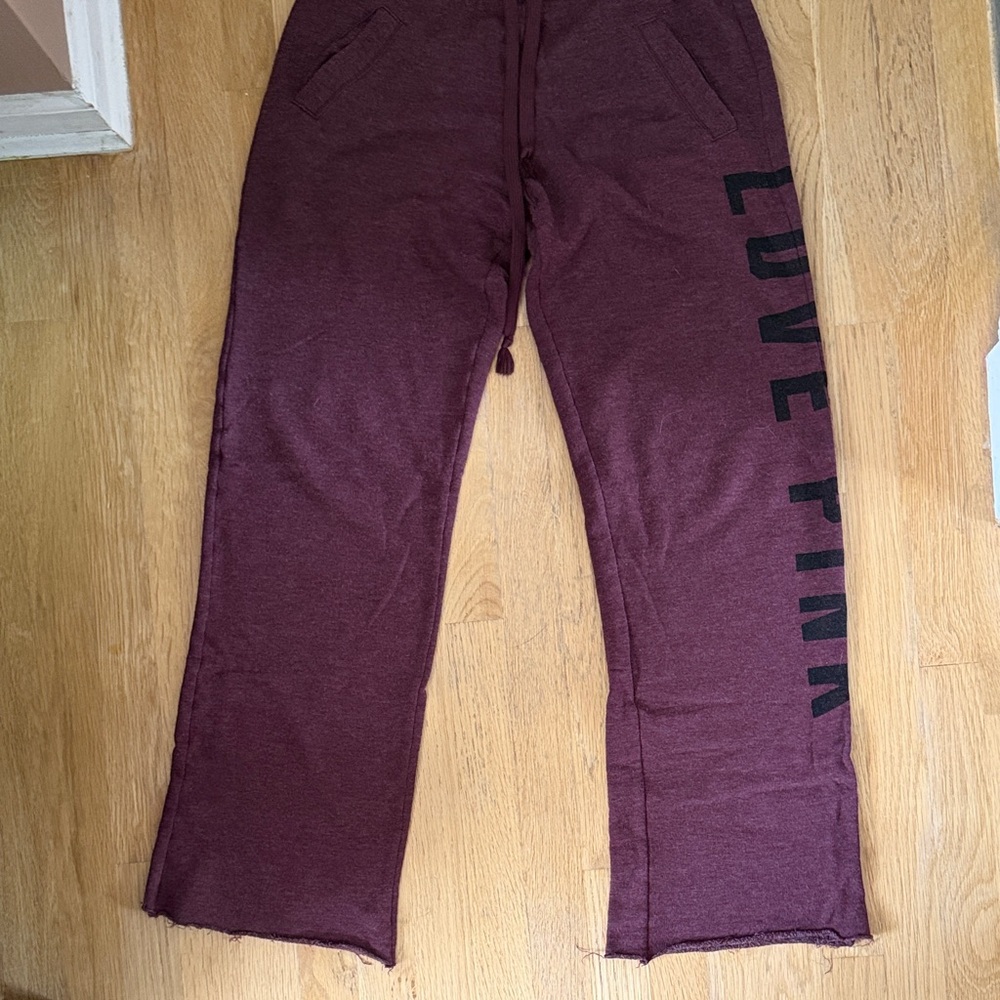 Victoria's Secret Maroon Pants with Black Lettering